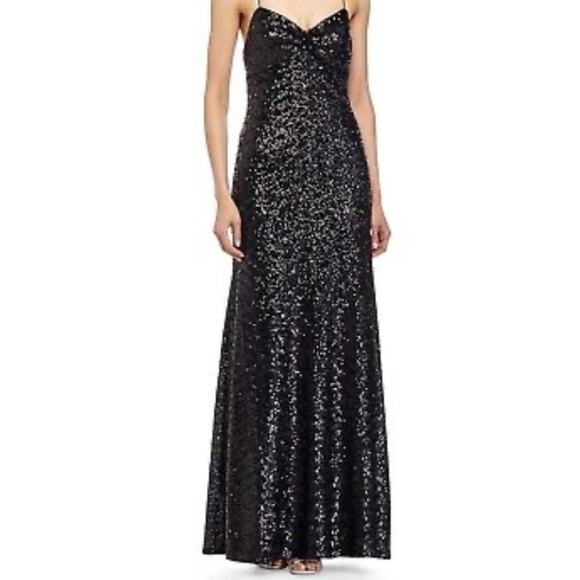 JILL STUART Strappy Black Ruched Neckline Sequin Maxi Dress Size 2 $488 NWNT - Picture 3 of 10